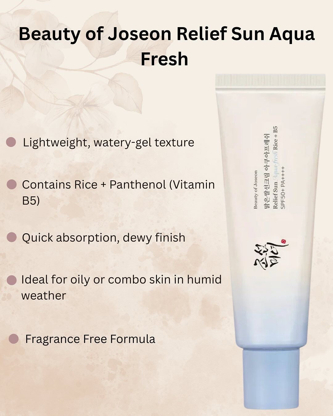 Beauty Of Joseon Relief Sun Aqua-Fresh Rice + B5 Sunscreen PA++++ SPF50+ 50ml