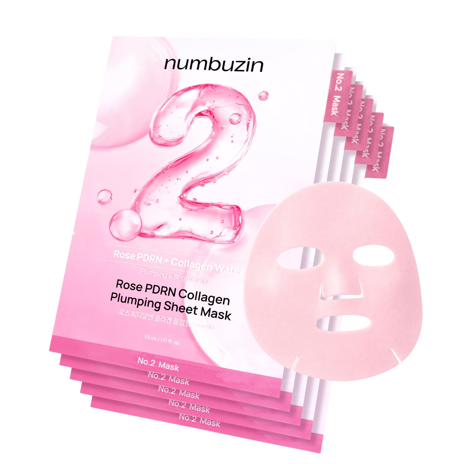 Numbuzin No. 2 Rose PDRN Collagen Plumping Sheet Mask 1pcs